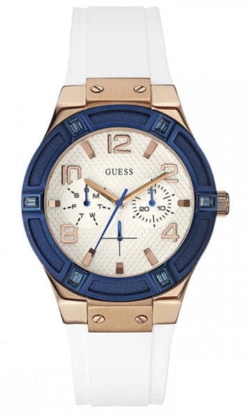 Buy Shop Guess Jet Setter White Dial White Rubber Strap Watch for Women - W0564L1 USA Online