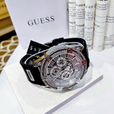 Buy Shop Guess King Quartz Crystals Silver Dial Black Silicone Strap Watch For Men - GW0537G1 USA Online