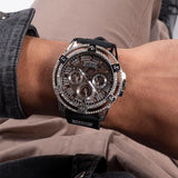 Buy Shop Guess King Quartz Crystals Silver Dial Black Silicone Strap Watch For Men - GW0537G1 USA Online