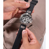 Buy Shop Guess King Quartz Crystals Silver Dial Black Silicone Strap Watch For Men - GW0537G1 USA Online
