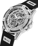 Buy Shop Guess King Quartz Crystals Silver Dial Black Silicone Strap Watch For Men - GW0537G1 USA Online
