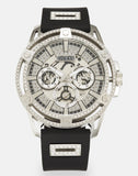 Buy Shop Guess King Quartz Crystals Silver Dial Black Silicone Strap Watch For Men - GW0537G1 USA Online