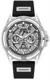 Buy Shop Guess King Quartz Crystals Silver Dial Black Silicone Strap Watch For Men - GW0537G1 USA Online