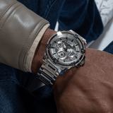 Buy Shop Guess King Quartz Silver Dial Silver Steel Strap Watch For Men - GW0497G1 USA Online