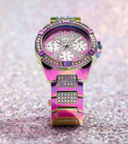 Buy Shop Guess Lady Frontier Diamonds Silver Dial Multicolor Steel Strap Watch for Women - GW0044L1 USA Online