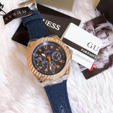 Buy Shop Guess Legacy Analog Blue Dial Blue Denim Strap Watch for Men - W1058G1 USA Online
