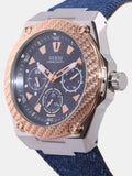 Buy Shop Guess Legacy Analog Blue Dial Blue Denim Strap Watch for Men - W1058G1 USA Online