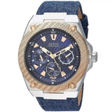 Buy Shop Guess Legacy Analog Blue Dial Blue Denim Strap Watch for Men - W1058G1 USA Online