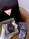 Buy Shop Guess Legacy Black Dial Red Silicone Strap Watch for Men - W1049G6 USA Online