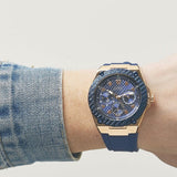 Buy Shop Guess Legacy Chronograph Blue Dial Blue Rubber Strap Watch For Men - W1049G9 USA Online