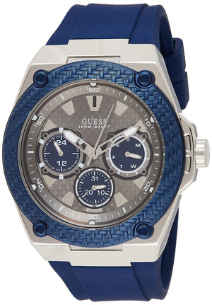 Buy Shop Guess Legacy Grey Dial Blue Silicone Strap Watch For Men - W1049G1 USA Online