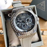 Buy Shop Guess Legacy Grey Dial Grey Silicone Strap Watch For Men - W1048G1 USA Online