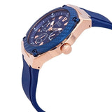 Guess Legacy Chronograph Blue Dial Blue Rubber Strap Watch For Men - W1049G9