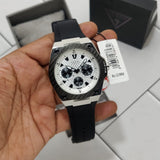 Buy Shop Guess Legacy White Dial Black Rubber Strap Watch For Men - W1049G3 USA Online