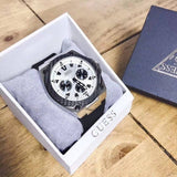 Buy Shop Guess Legacy White Dial Black Rubber Strap Watch For Men - W1049G3 USA Online