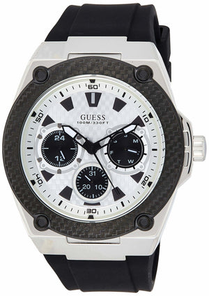 Buy Shop Guess Legacy White Dial Black Rubber Strap Watch For Men - W1049G3 USA Online