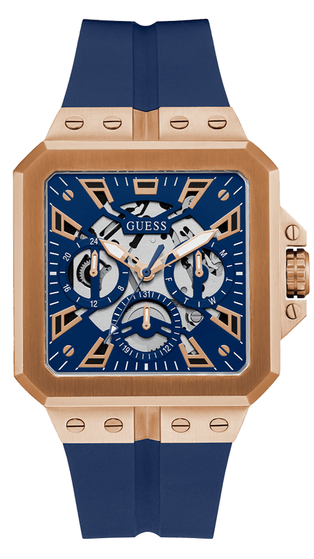 Buy Shop Guess Leo Chronograph Blue Dial Blue Silicone Strap Watch For Men - GW0637G3 USA Online