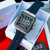 Buy Shop Guess Leo Chronograph Navy Blue Dial Blue Silicone Strap Watch For Men - GW0637G1 USA Online