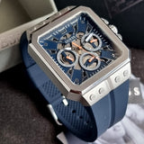 Buy Shop Guess Leo Chronograph Navy Blue Dial Blue Silicone Strap Watch For Men - GW0637G1 USA Online