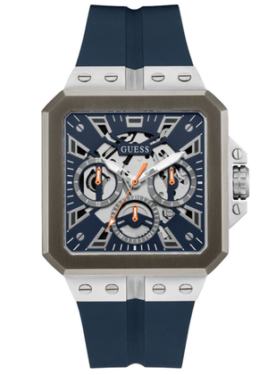 Buy Shop Guess Leo Chronograph Navy Blue Dial Blue Silicone Strap Watch For Men - GW0637G1 USA Online