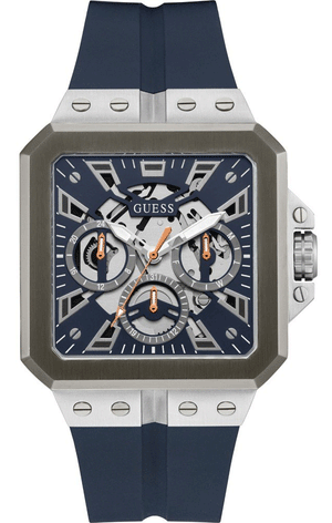 Buy Shop Guess Leo Chronograph Navy Blue Dial Blue Silicone Strap Watch For Men - GW0637G1 USA Online
