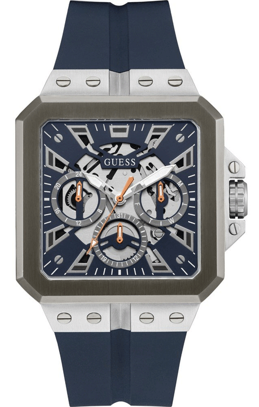 Buy Shop Guess Leo Chronograph Navy Blue Dial Blue Silicone Strap Watch For Men - GW0637G1 USA Online