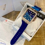 Buy Shop Guess Libra Crystals Blue Dial Blue Silicone Strap Watch For Women - GW0618L2 USA Online