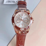 Buy Shop Guess Limelight Analog White Dial Brown Leather Strap Watch For Women - W0775l14 USA Online
