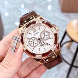 Buy Shop Guess Limelight Analog White Dial Brown Leather Strap Watch For Women - W0775l14 USA Online