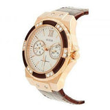 Buy Shop Guess Limelight Analog White Dial Brown Leather Strap Watch For Women - W0775l14 USA Online