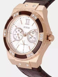 Buy Shop Guess Limelight Analog White Dial Brown Leather Strap Watch For Women - W0775l14 USA Online