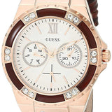 Buy Shop Guess Limelight Analog White Dial Brown Leather Strap Watch For Women - W0775l14 USA Online