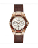 Buy Shop Guess Limelight Analog White Dial Brown Leather Strap Watch For Women - W0775l14 USA Online