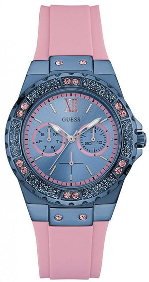 Buy Shop Guess Limelight Blue Dial Pink Rubber Strap Watch For Women - W0775L5 USA Online
