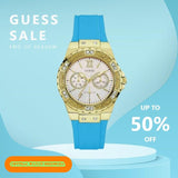 Buy Shop Guess Limelight Crystal White Dial Light Blue Rubber Strap Watch for Women - W1053L6 USA Online