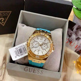 Buy Shop Guess Limelight Crystal White Dial Light Blue Rubber Strap Watch for Women - W1053L6 USA Online
