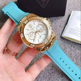 Buy Shop Guess Limelight Crystal White Dial Light Blue Rubber Strap Watch for Women - W1053L6 USA Online