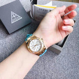 Buy Shop Guess Limelight Crystal White Dial Light Blue Rubber Strap Watch for Women - W1053L6 USA Online