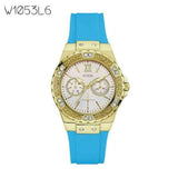 Buy Shop Guess Limelight Crystal White Dial Light Blue Rubber Strap Watch for Women - W1053L6 USA Online