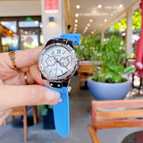 Buy Shop Guess Limelight Crystals White Dial Blue Rubber Strap Watch for Women - W1053L5 USA Online