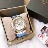 Buy Shop Guess Limelight Crystals White Dial Blue Rubber Strap Watch for Women - W1053L5 USA Online