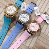 Buy Shop Guess Limelight Crystals White Dial Blue Rubber Strap Watch for Women - W1053L5 USA Online