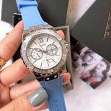 Buy Shop Guess Limelight Crystals White Dial Blue Rubber Strap Watch for Women - W1053L5 USA Online
