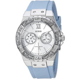 Buy Shop Guess Limelight Crystals White Dial Blue Rubber Strap Watch for Women - W1053L5 USA Online