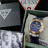 Buy Shop Guess Limelight Quartz Analog Blue Dial Blue Denim Strap Watch For Women - W0775l10 USA Online
