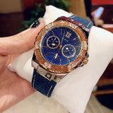 Buy Shop Guess Limelight Quartz Analog Blue Dial Blue Denim Strap Watch For Women - W0775l10 USA Online