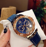 Buy Shop Guess Limelight Quartz Analog Blue Dial Blue Denim Strap Watch For Women - W0775l10 USA Online