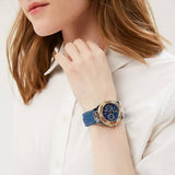 Buy Shop Guess Limelight Quartz Analog Blue Dial Blue Denim Strap Watch For Women - W0775l10 USA Online