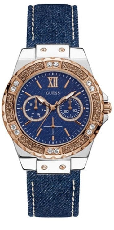 Buy Shop Guess Limelight Quartz Analog Blue Dial Blue Denim Strap Watch For Women - W0775l10 USA Online
