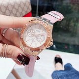 Buy Shop Guess Limelight Quartz Analog White Dial Pink Leather Strap Watch For Women - W0775l3 USA Online
